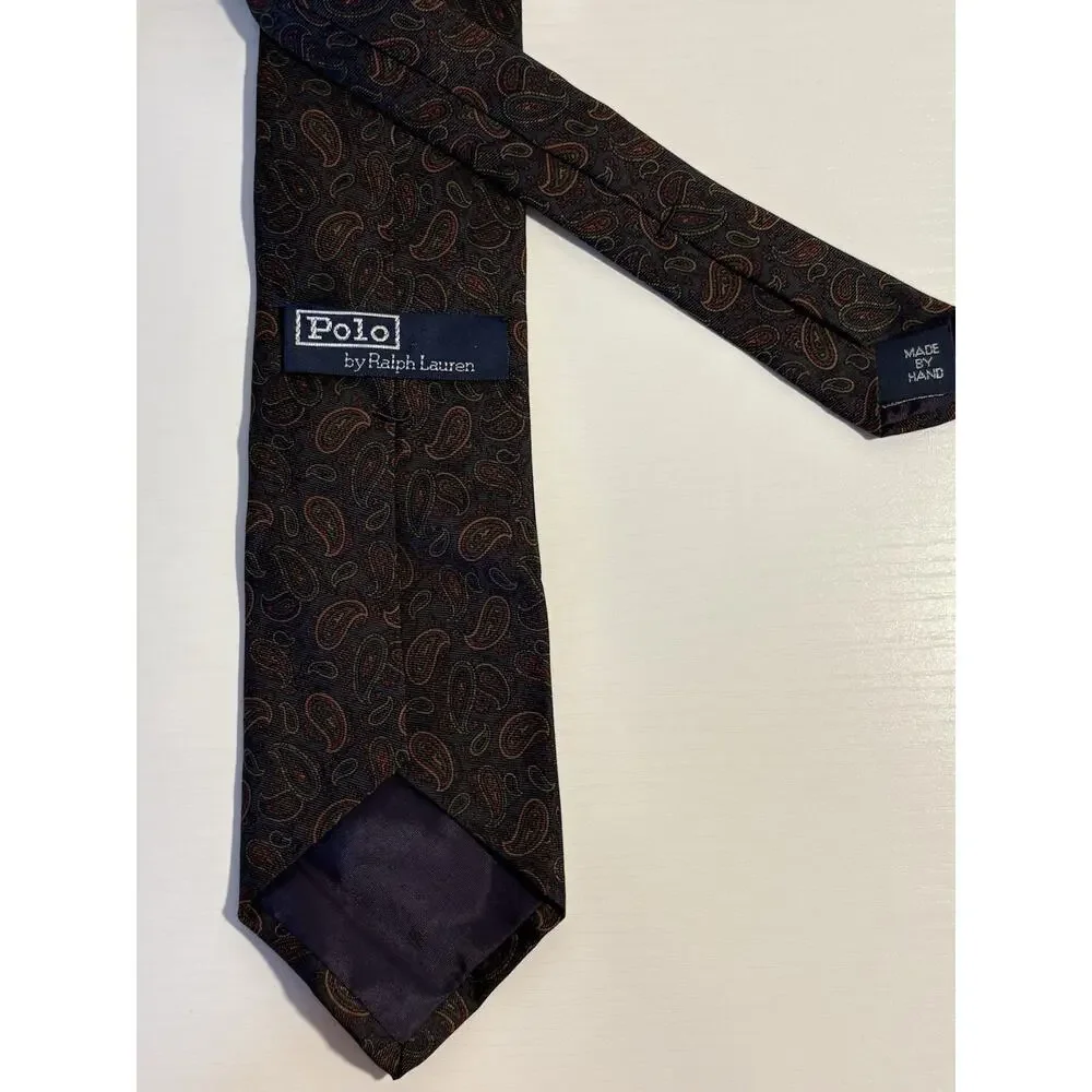 Vintage Polo Ralph Lauren Neiman Marcus Italian Silk Neck Tie (2) Handmade USA